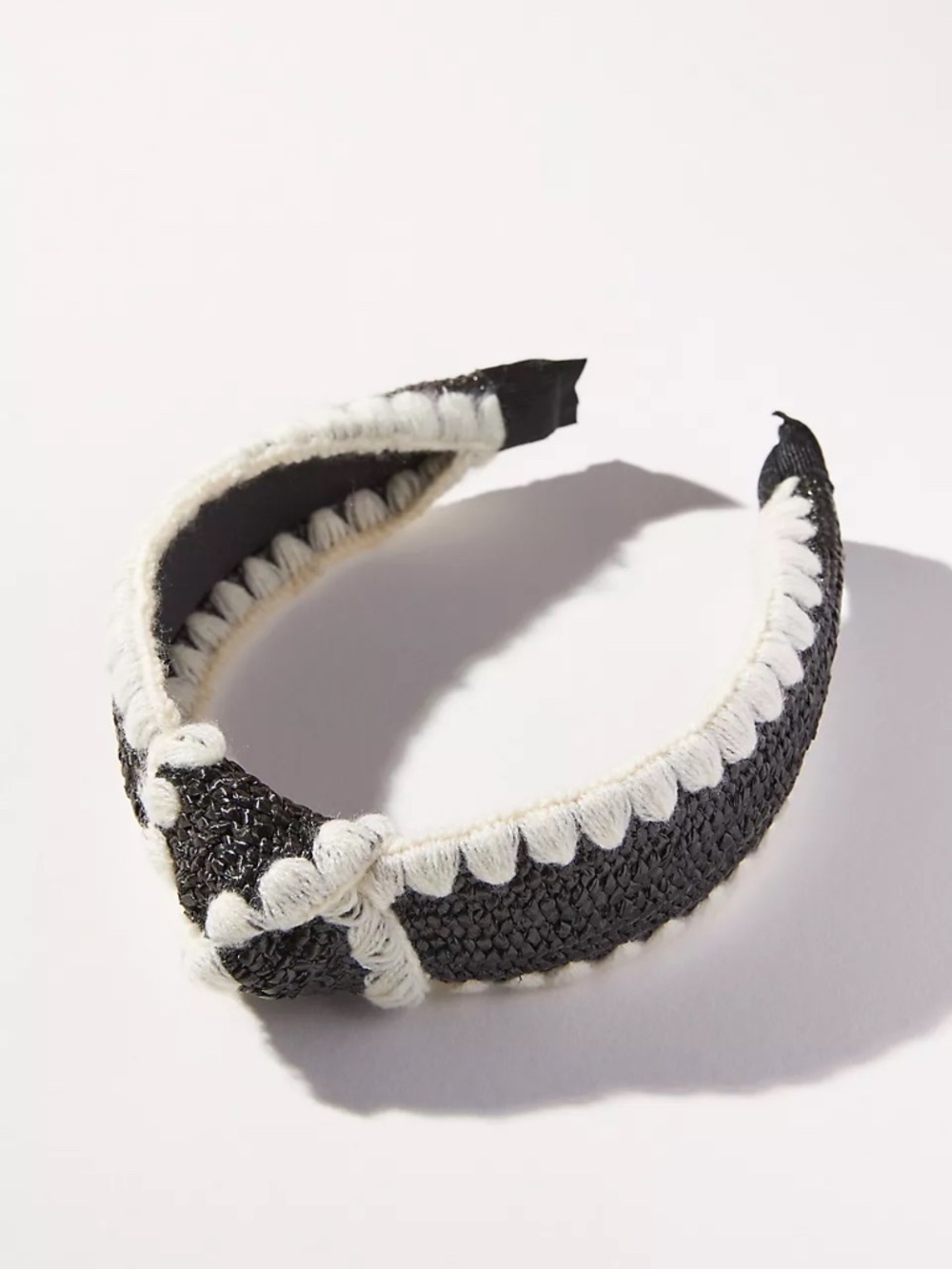 NWT Anthropologie Everly Top Knot Black Raffia Headband